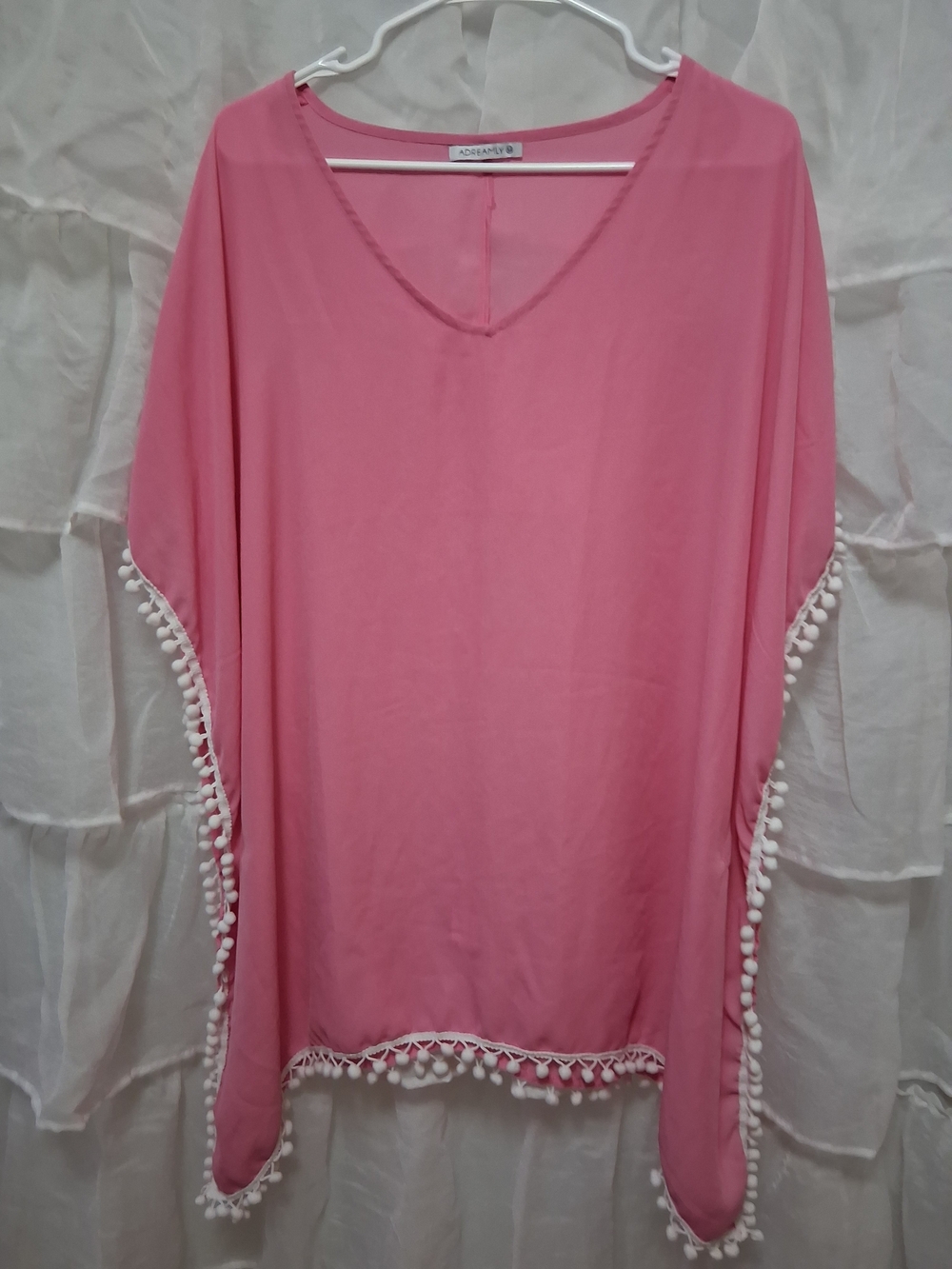 Adornably Pink Pom-Pom Swim Coverup